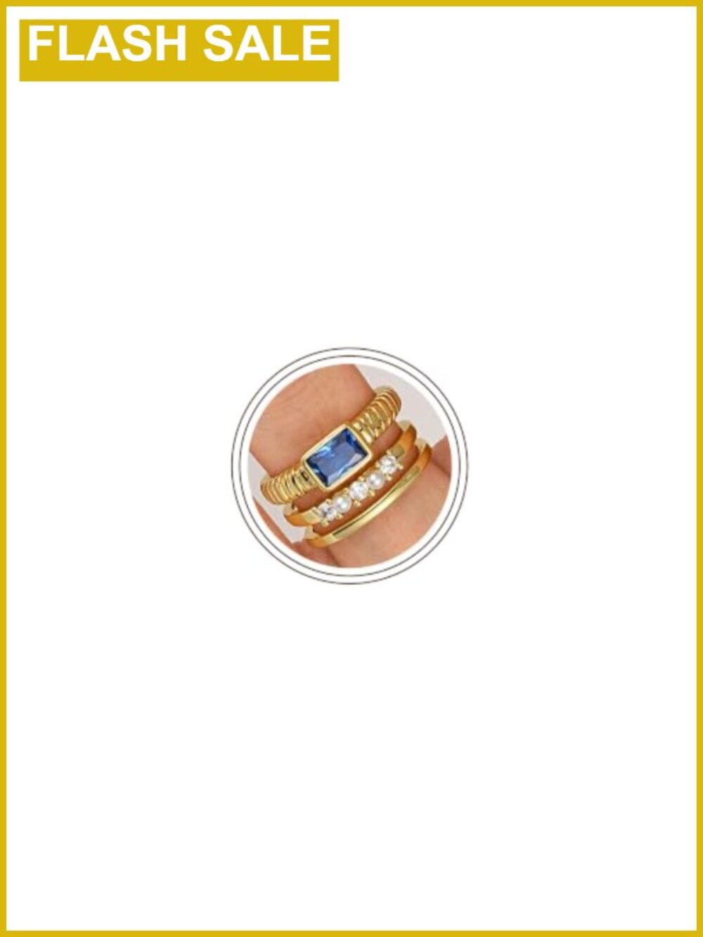 14K Gold Plated Stackable Rings Set Birthstone Non Tarnish Women's